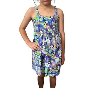 Asian Anime Panda Muumuu Dress Girls 6X taj of Honolulu Purple